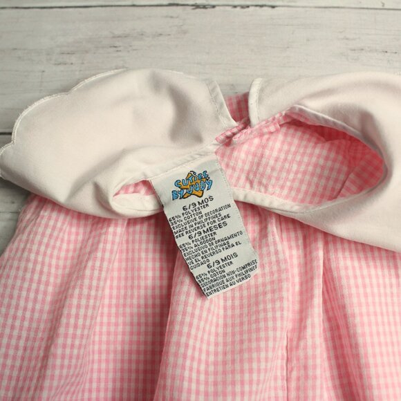 Vintage Cuties by Judy Girl's Pink Gingham Bubble Romper Size 6-9 Months Fish - Picture 4 of 5